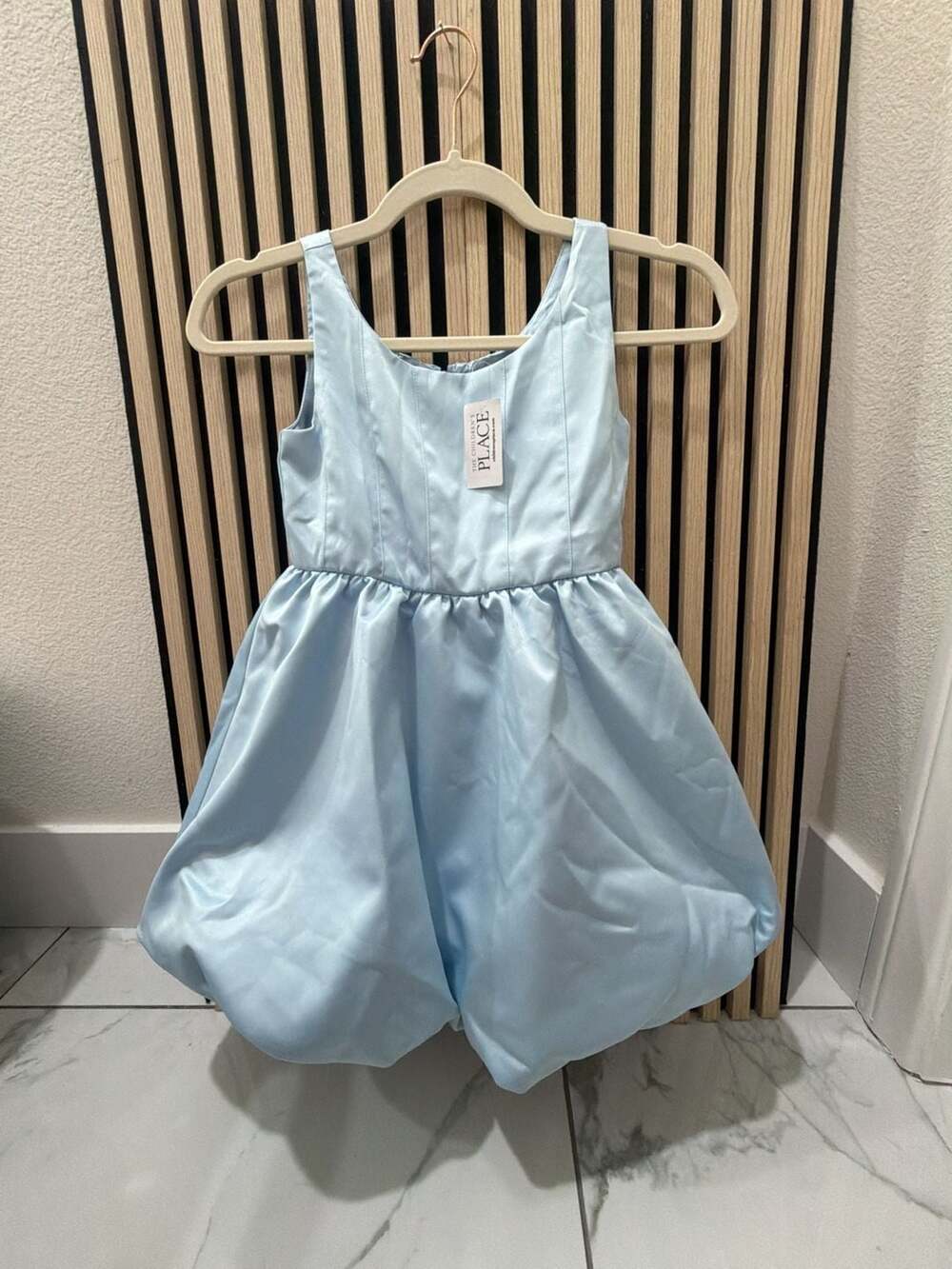 The Children's Place Girls Sleeveless Satin Bubble Dress Light Blue New